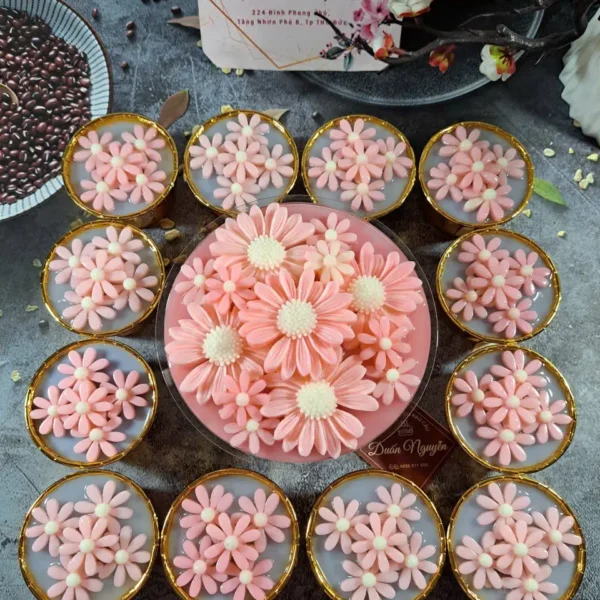 Set bánh rau câu mâm cúng hoa cúc hồng tài lộc ý nghĩa may mắn tại Thủ Đức Duấn Nguyễn Cakes
