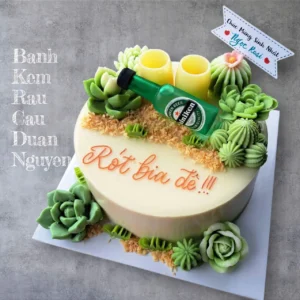 Bánh Rót Bia Đê & Sen Đá Nghệ Thuật
