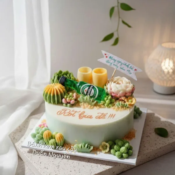 Bánh Rót Bia Đê Sen Đá Nghệ Thuật – Duẫn Nguyễn Cakes Thủ Đức