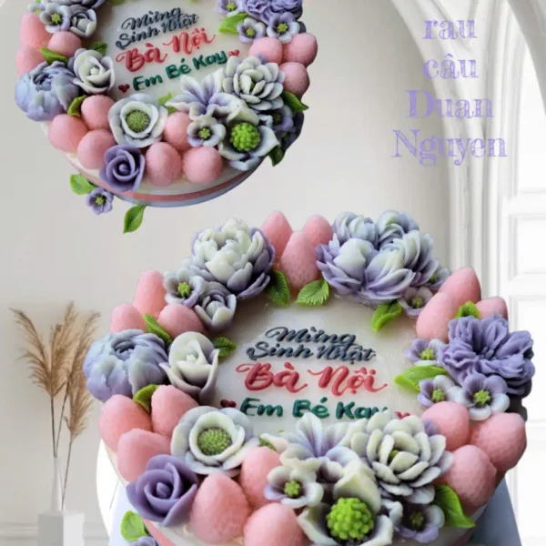 bánh rau câu trái tim vòng hoa hồng tím thủ đức duẫn nguyễn